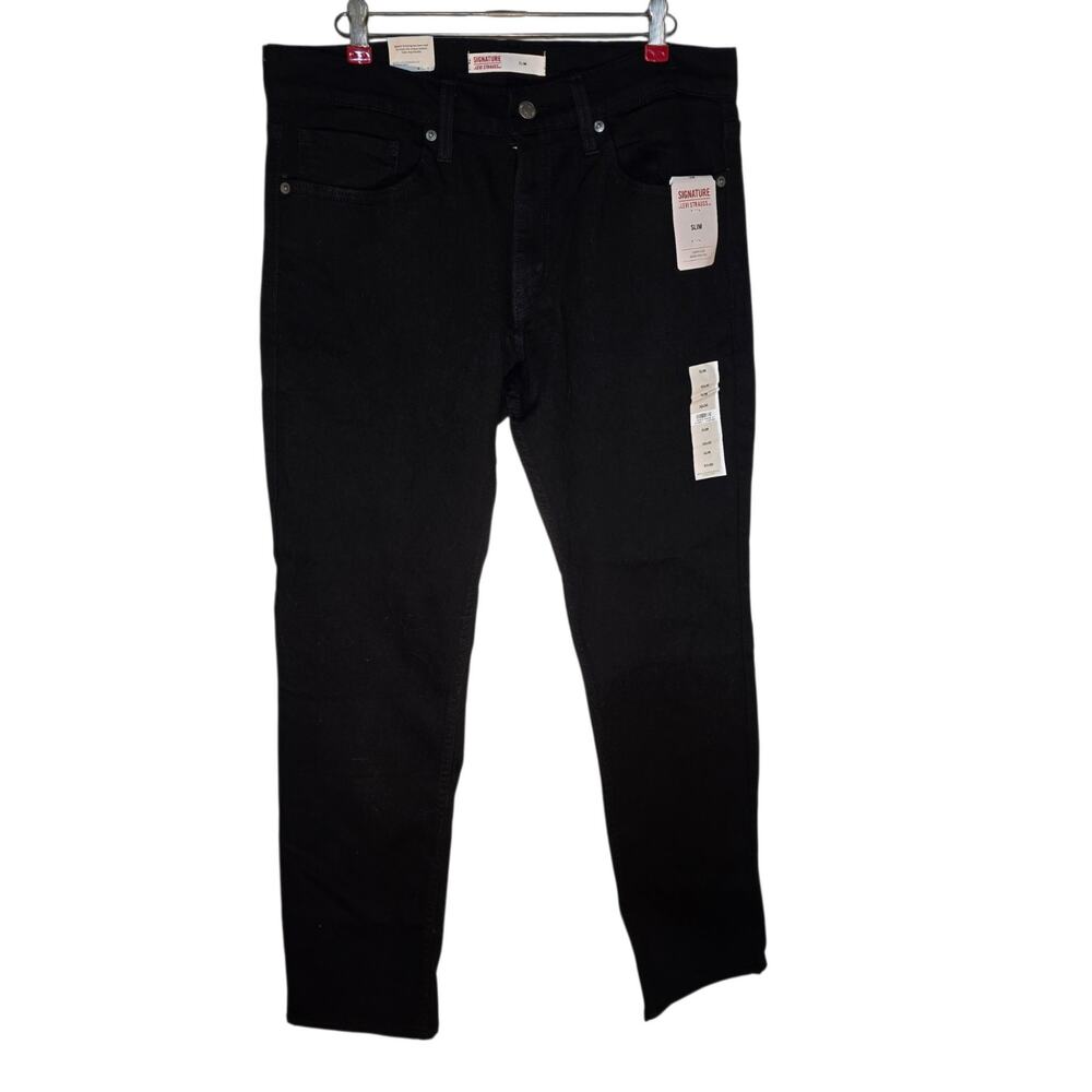 NWT Levi Straus Signature Slim Black Stretch Jeans 32x30 Superflex Womens